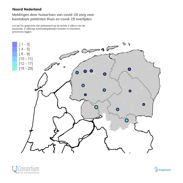 Noord Nederland meldingen huisartsen Covid-19 zorg en overlijden