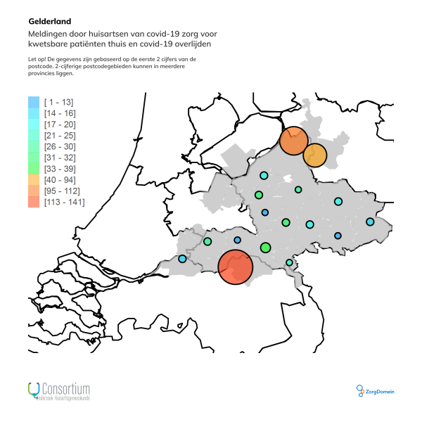 Gelderland meldingen huisartsen Covid-19 zorg en overlijden