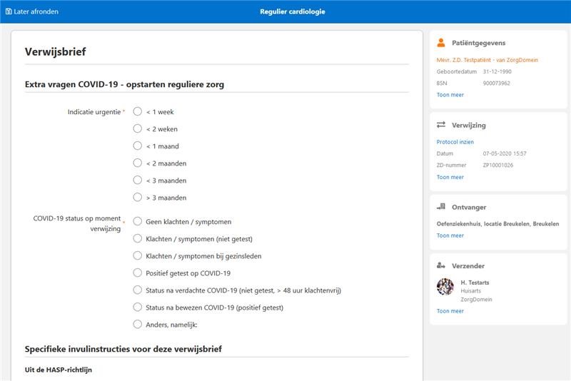 Nu in ZorgDomein: uitvragen van urgentie en status Covid-19